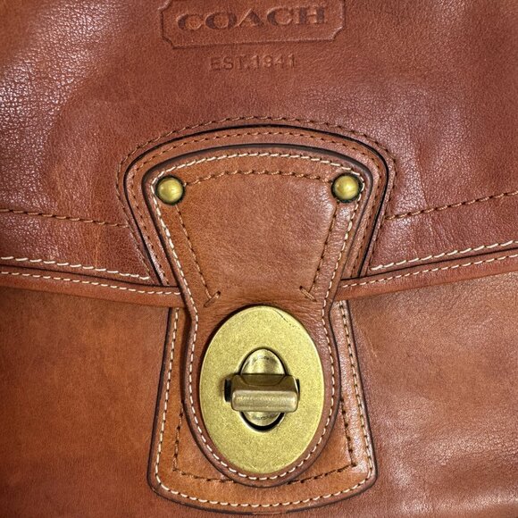 Vintage Brown Leather Saddle Shoulder Bag by Coach - Picture 3 of 11